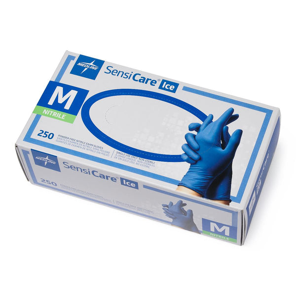 SensiCare Ice Powder-Free Nitrile Exam Gloves, Size M, 250/BX (MDS2502H) Box of 250