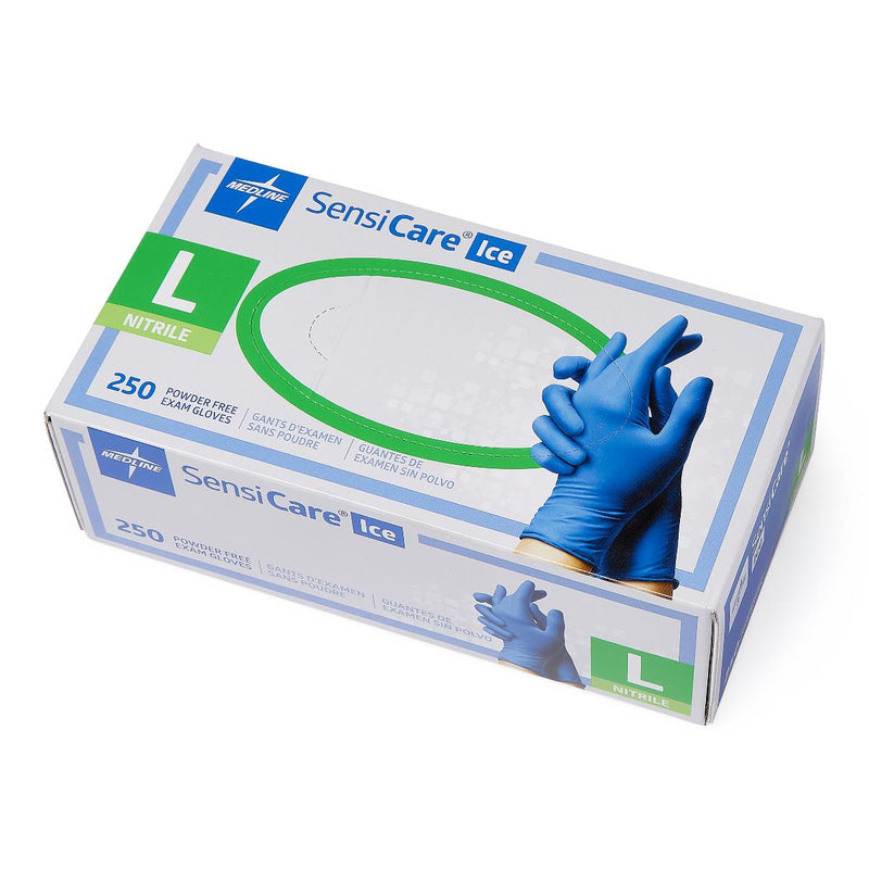 SensiCare Ice Powder-Free Nitrile Exam Gloves, Size L, 250/BX (MDS2503H) Box of 250