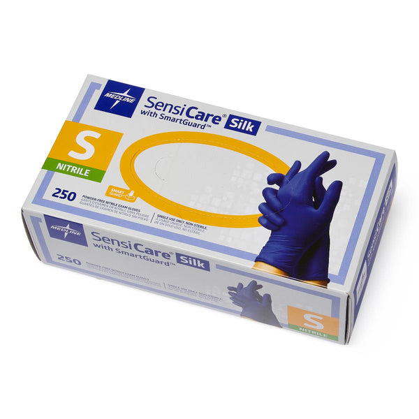 SensiCare Silk Powder-Free Nitrile Exam Gloves with SmartGuard Film, Size S, 250/BX (MDS2584H) Box of 250