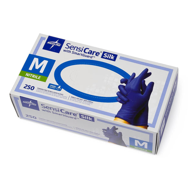 SensiCare Silk Powder-Free Nitrile Exam Gloves with SmartGuard Film, Size M, 250/BX (MDS2585H) Box of 250