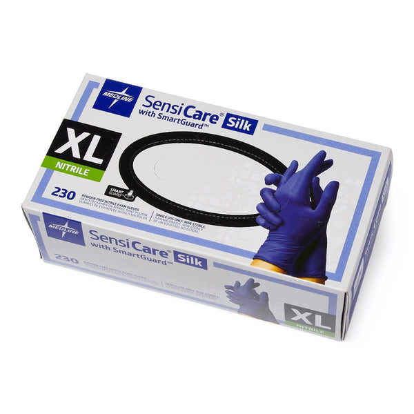 SensiCare Silk Powder-Free Nitrile Exam Gloves with SmartGuard Film, Size XL, 230/BX (MDS2587H) Box of 230