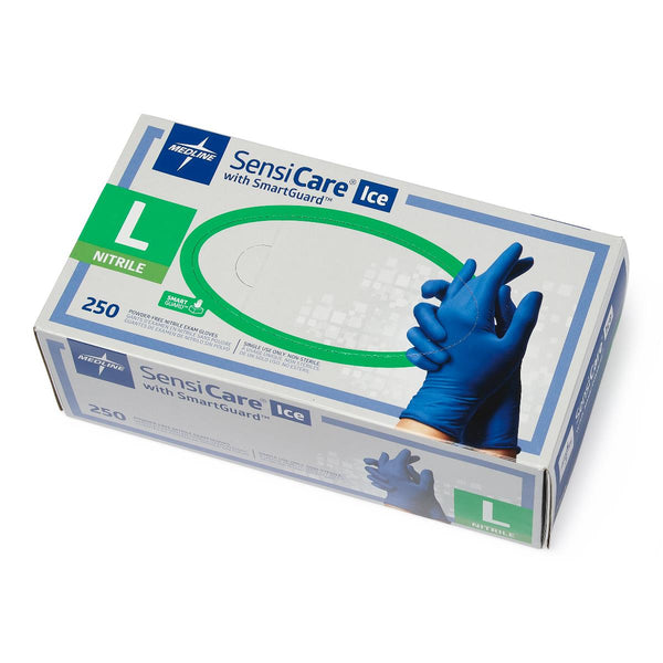 SensiCare Ice Powder-Free Nitrile Exam Gloves with SmartGuard Film, Size L, 250/BX (MDS6803H) Box of 250