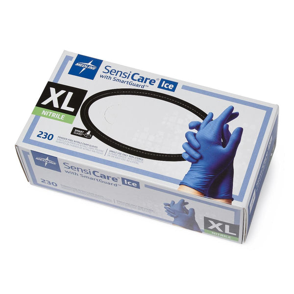 SensiCare Ice Powder-Free Nitrile Exam Gloves with SmartGuard Film, Size XL, 230/BX (MDS6804H) Box of 230