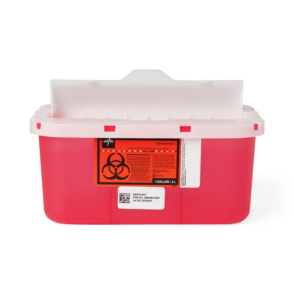 Patient Room Sharps Container with Counter-Balance Lid, Translucent Red, 1 gal., 32/CS  (MDS701201F) Case of 32