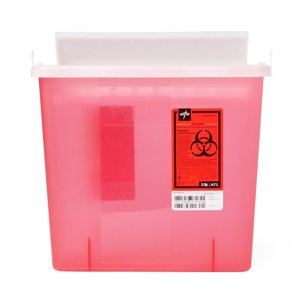 Patient Room Sharps Container with Counter-Balance Lid, Translucent Red, 5 qt., 1/EA  (MDS705153H) Each