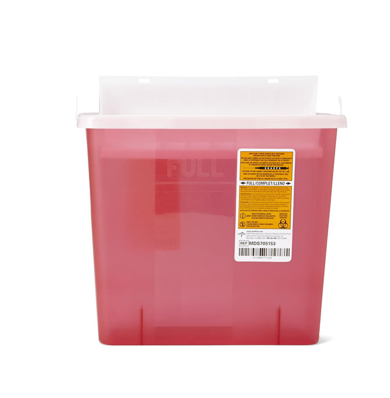 Patient Room Sharps Container with Counter-Balance Lid, Translucent Red, 5 qt., 20/CS  (MDS705153) Case of 20