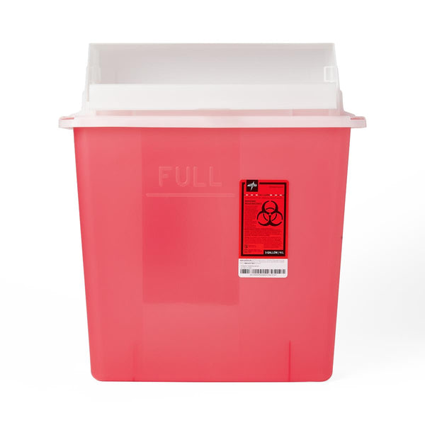 Patient Room Sharps Container with Counter-Balance Lid, Translucent Red, 3 gal., 12/CS (MDS705203) Case of 12