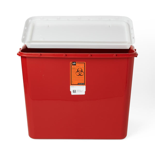 Sharps Containers, Red, Hinged Top Lid, 10 gal., 6/CS  (MDS705210HN) Case of 6