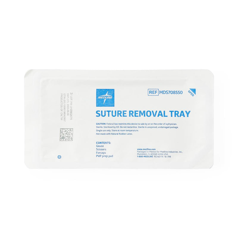 Suture Removal Tray with Wire Metal Forceps and Littauer Scissors, 50/CS  (MDS708550) Case of 50