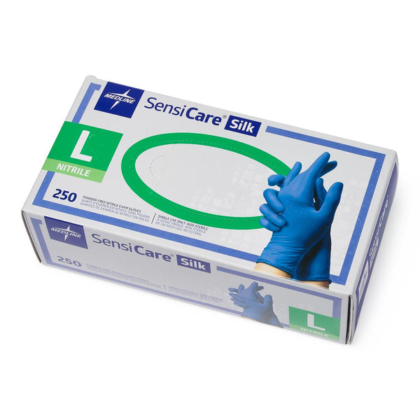 SensiCare Silk Powder-Free Nitrile Exam Gloves, Size L, 250/BX (MDS7586H) Box of 250