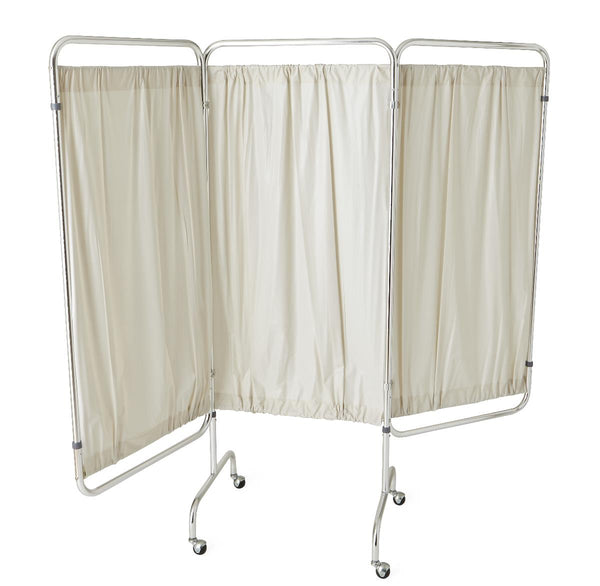 3-Panel Flame-Retardant Vinyl Privacy Screen with Casters, White, 69"H x 29"W Panel, 1/EA  (MDS80450) Each