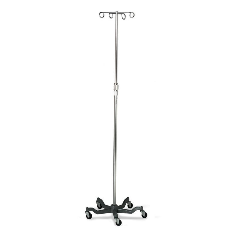 Aluminum 5-Leg IV Pole, 4 Hooks, Heavy-Duty Base, 48" to 80" H, 2/CS  (MDS80500) Case of 2