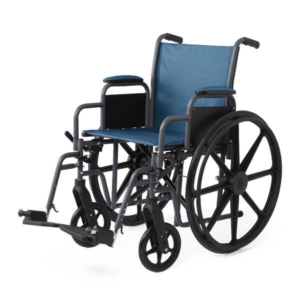 K1 Basic Wheelchair with Desk-Length Arms, Swing-Away Footrests and Microban-Treated Touch Points, 18" Width, Teal, 1/EA  (MDS806250EET) Each