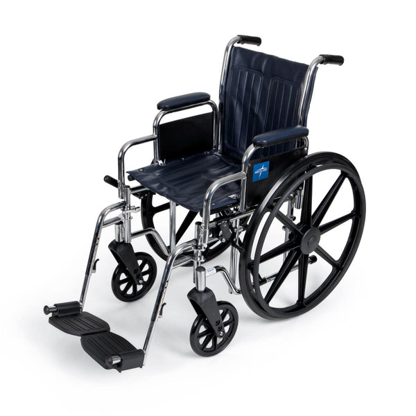 Excel Wheelchair, Removable Desk-Length Arms, Swing-Away Footrests, Navy, 16", 1/EA  (MDS806250N) Each