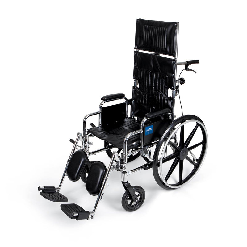 Excel Reclining Wheelchair with Removable Desk-Length Arms and Elevating Leg Rests, 300 lb. Weight Capacity, 18" Width, 1/EA  (MDS808450) Each