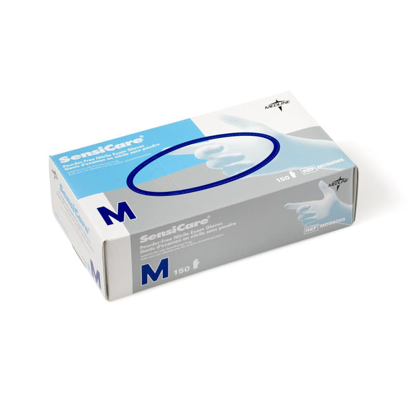 SensiCare Powder-Free Nitrile Exam Gloves with Textured Fingertips, Size M, 150/BX (MDS8085H) Box of 150