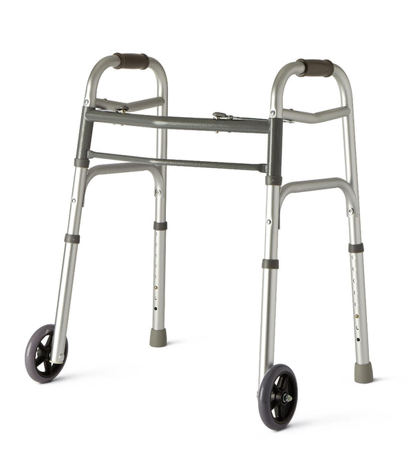 Guardian 2-Button Folding Youth Walker with 5" Wheels, 1/EA  (G30758WH) Each