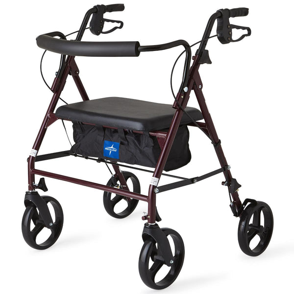 Medline Heavy-Duty Steel Bariatric Rollator with 8" Wheels, Burgundy, 1/EA  (MDS86800XWS) Each