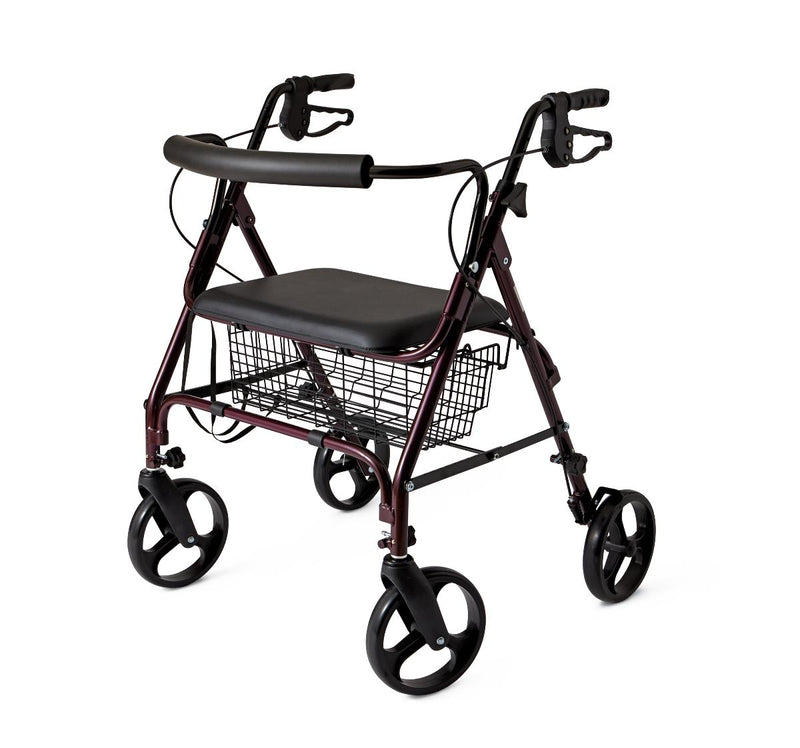 Medline Heavy-Duty Aluminum Bariatric Rollator with 8" Wheels, Burgundy, 1/EA  (MDS86800XW) Each