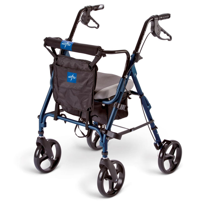 Deluxe Comfort Rollator with 8" Wheels and 300 lb. Weight Capacity, Blue, 1/CS (MDS86826SC) Case of 1