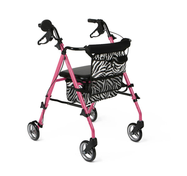 Posh Rollator with 6" Wheels, Pink with Zebra Print Bag, 1 EA (MDS86835SHE) Each