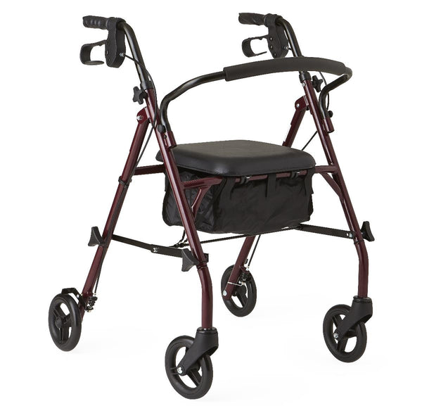 Basic Steel Rollator with 6" Wheels, Burgundy, Knockdown, 1 EA (MDS86850ESKD) Each
