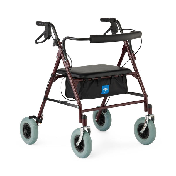 Heavy-Duty Steel Bariatric Rollator with Premium 8" Wheels, Burgundy, 1 EA (MDS868XWR) Each