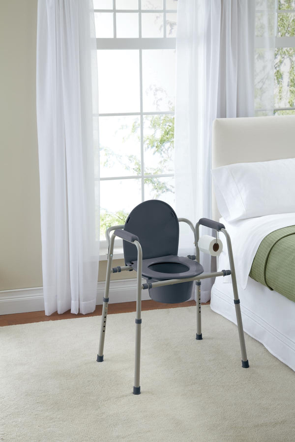 Knockdown Steel Bedside Commode with Microban, Gray, 1/CS (MDS89664KDMBG) Case of 1
