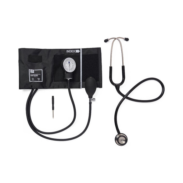 Handheld Aneroid with Stainless Steel Stethoscope, Black, Adult, 1/EA  (MDS9140) Each