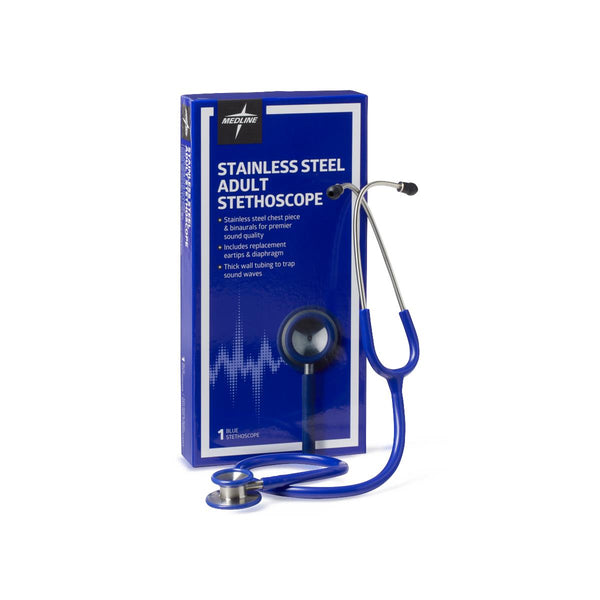Elite Adult Stainless Steel Stethoscope, Blue, 1 EA (MDS92270) Each