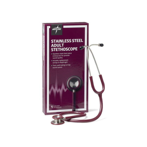Elite Adult Stainless Steel Stethoscope, Burgundy, 1 EA (MDS92280) Each