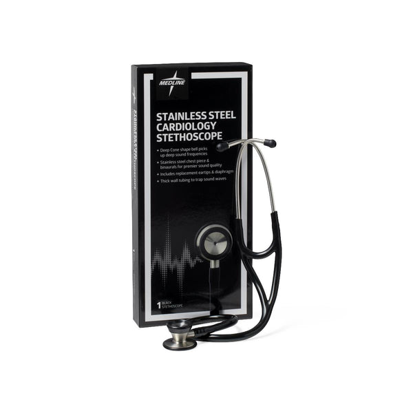 Elite Stainless Steel Cardiology Stethoscope, Black, 1 EA (MDS92500) Each