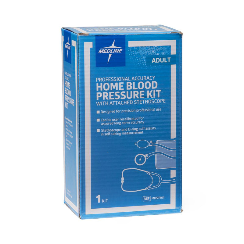 Handheld Aneroid Blood Pressure Monitor with D-Ring Cuff and Attached Stethoscope, 1/EA  (MDS9301) Each