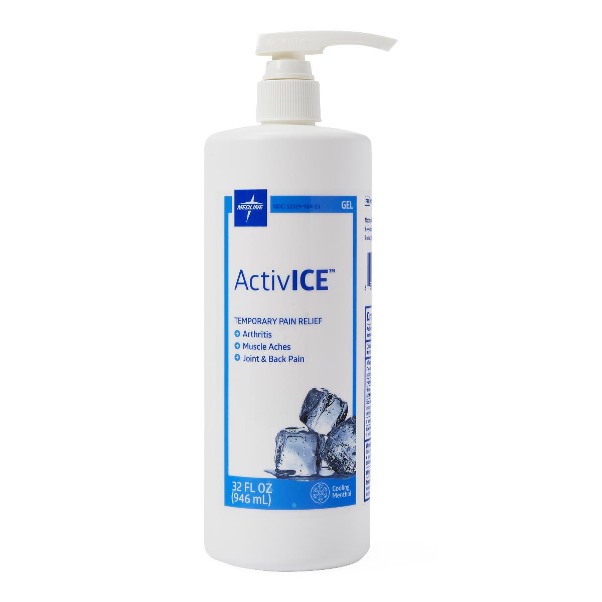 ActivICE Topical Pain Reliever, 32 oz. Gel Pump Bottle, 1 EA (MDSAICE3 ...