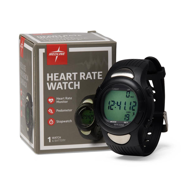 Digital Heart Rate and Pedometer Watch, Water-Resistant Version, 1 EA (MDSP3044) Each