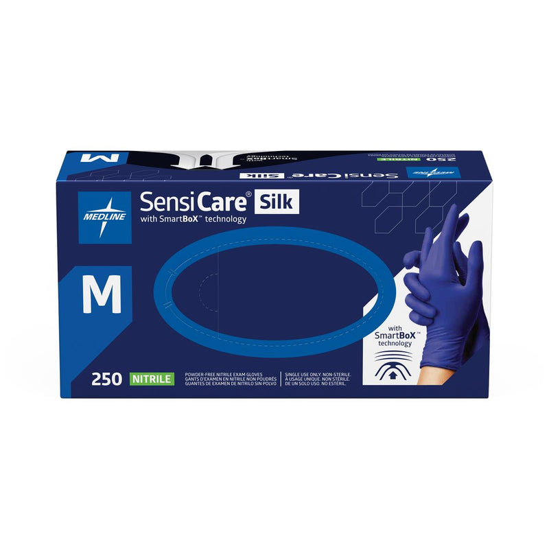 SensiCare Silk Nitrile Exam Gloves with SmartBoX Technology, Size M, 250/BX (MDSXB7585H) Box of 250