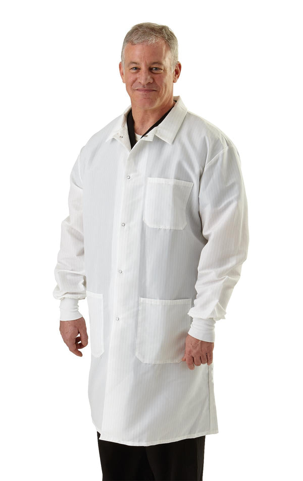 Protective Barrier Lab Coat with Pockets, ResiStat Static and Fluid Resistant, Light Blue, Size L, 1/EA  (MDT046811L) Each