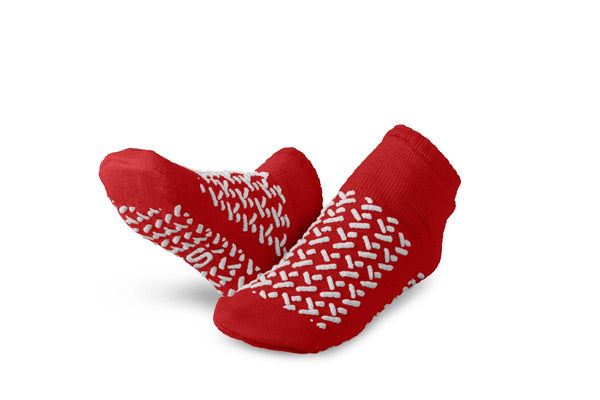 Double-Tread Patient Slippers, Terry Inside, Red, Size S, 1/PR  (MDTDBLTREADSH) 1 Pair