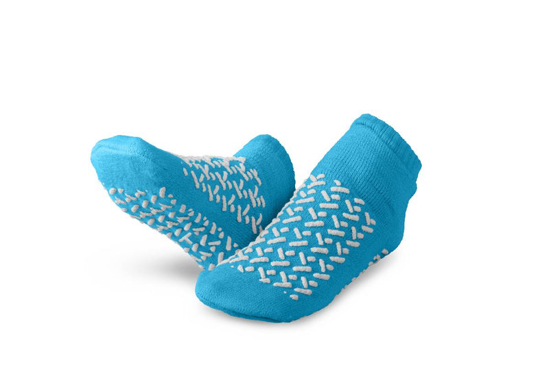 Double-Tread Patient Slippers, Terry Inside, Teal, Toddler, 48/CS  (MDTDBLTREADT) Case of 48