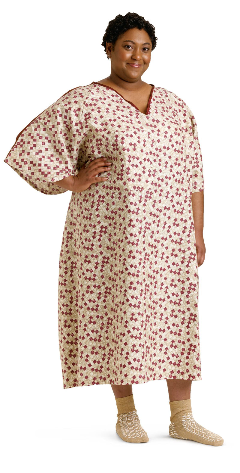 Patient IV Exam Gown with Side Ties, Size 5XL, Royale Print, Wine, 12/DZ  (MDTOG5ITSRSW) 1 Dozen