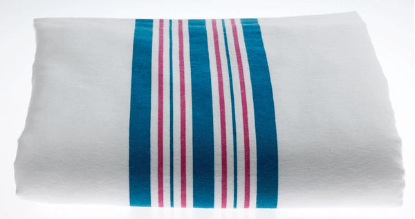 Baby Blanket, 85% Cotton/15% Polyester, Standard Weight, White with Pink and Blue Stripe, 30" x 40" (76.2 cm x 1 m), 72/Case, 1/EA  (MDTPB3B40STR) Each