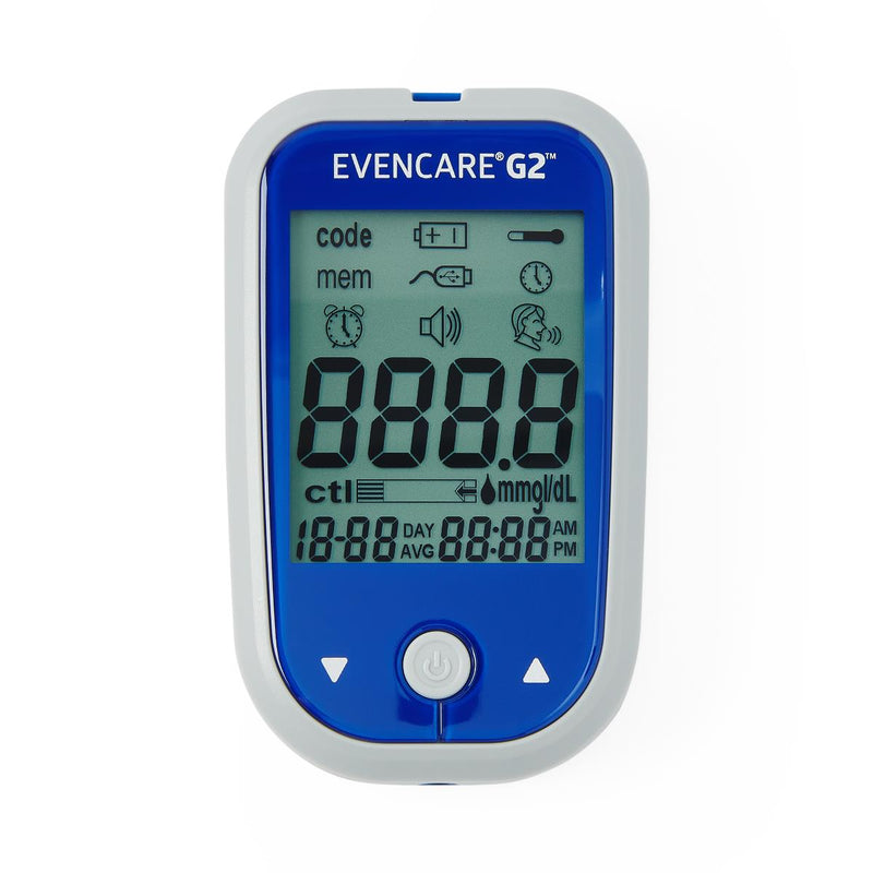 EvenCare G2 Blood Glucose Monitoring Meter with Voice Guidance Starter Kit with Lancing Device, 10 Lancets, 10 Test Strips, User's Guide, Log Book, and Carrying Case, 1 EA (MPH1545) Each