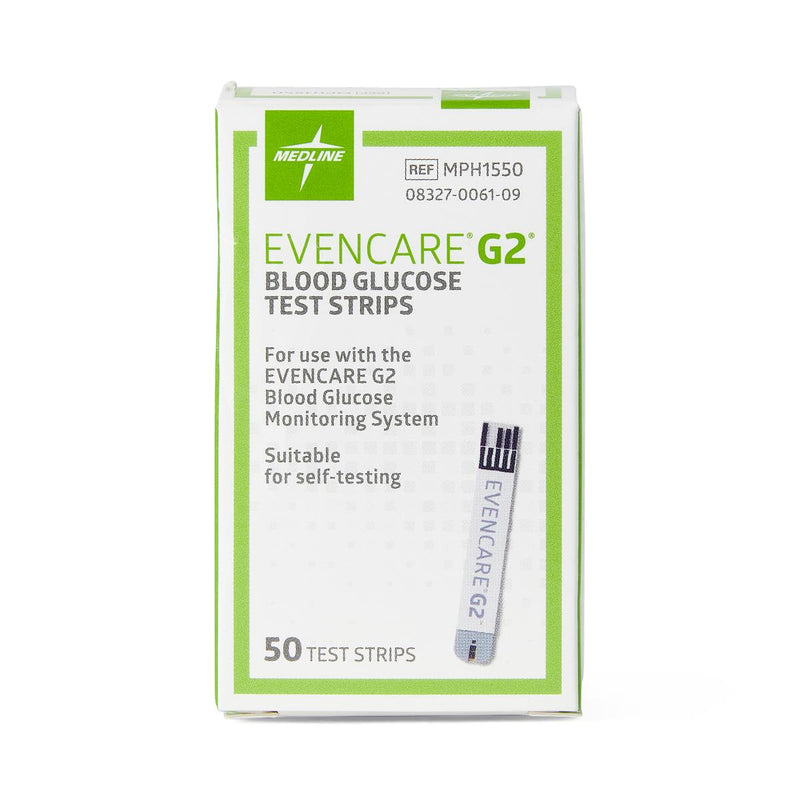 Glucose Test Strips for EvenCare G2 Meters MPH1540, MPH1545, and MPH1540NV, 50/BX  (MPH1550Z) Box of 50