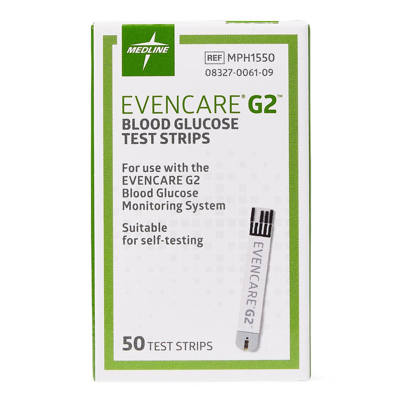 Glucose Test Strips for EvenCare G2 Meters MPH1540, MPH1545, and MPH1540NV, 600/CS (05166CS) Case of 600