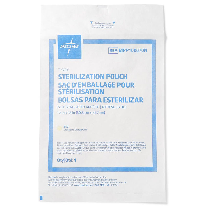 Tyvek Sterilization Pouch, Self-Sealing, 12" x 18", 1000/CS  (MPP100670N) Case of 1000