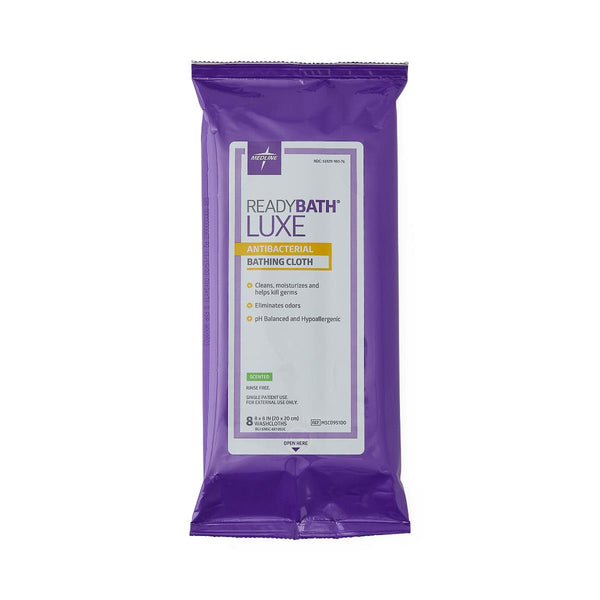 ReadyBath LUXE Total Body Cleansing Heavyweight Washcloth, Antibacterial, Scented, 8/Pack, 24/CS (MSC095100) Case of 24