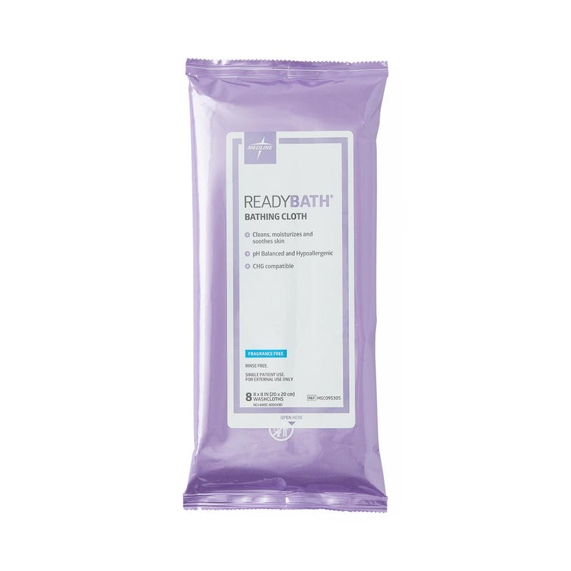 ReadyBath Total Body Cleansing Standard Weight Washcloth, Fragrance Free, 8/Pack, 30/CS (MSC095305) Case of 30