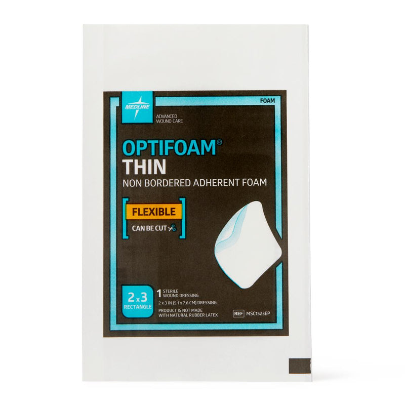 Optifoam Thin Adhesive Foam Dressing, 2" x 3", in Educational Packaging, 1/EA  (MSC1523EPH) Each