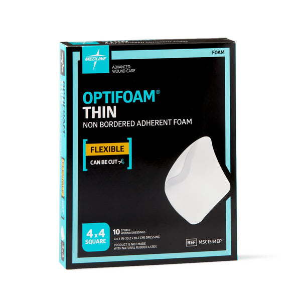 Optifoam Thin Adhesive Foam Dressing in Educational Packaging, 4" x 4", 100/CS  (MSC1544EP) Case of 100