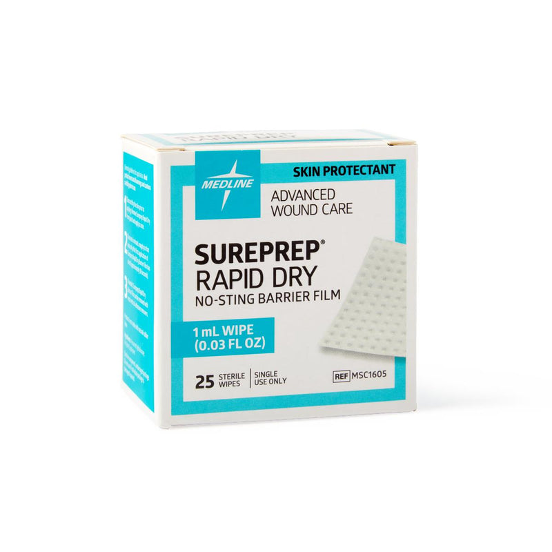 SurePrep Rapid-Dry No-Sting Barrier Film, 1 mL Wipe, 25/BX  (MSC1605Z) Box of 25